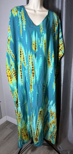 Nwt: Womens Kaftan Dress Boho Beach One Size Batwing Sleeves Kimono Boho Hippie Cover
