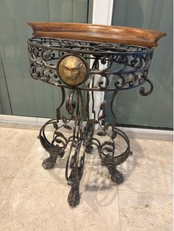 Wine tasting table wood & iron