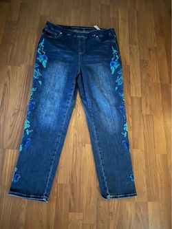 Chico’s Floral Embroidery Jeans