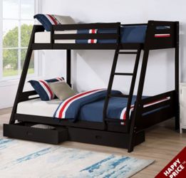 Gray Full / Twin Wooden Bunkbed With Both Nice Mattresses Included  👈🏼 