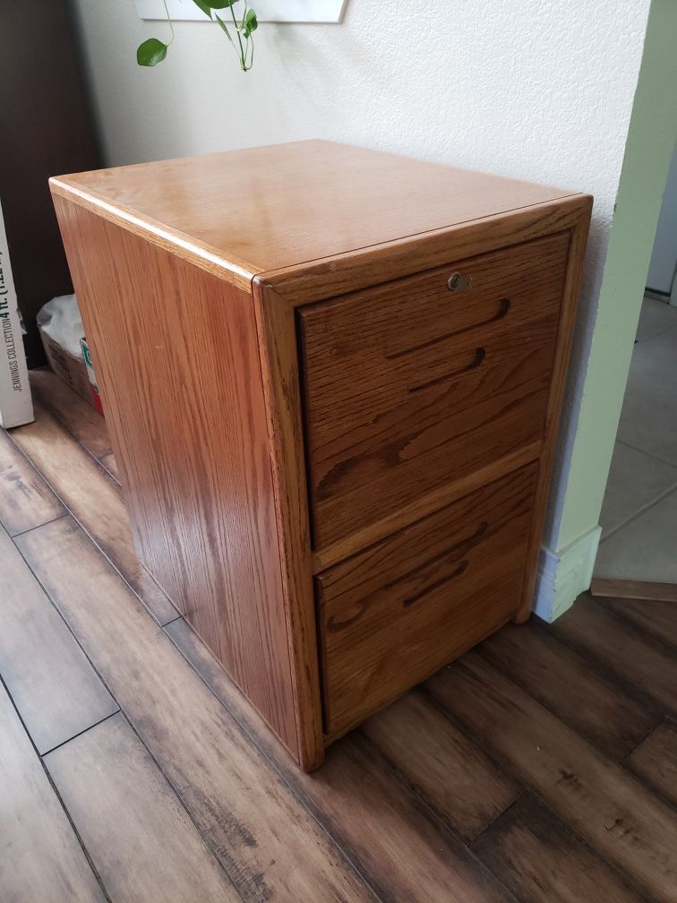 2 drawer Oak file cabinet