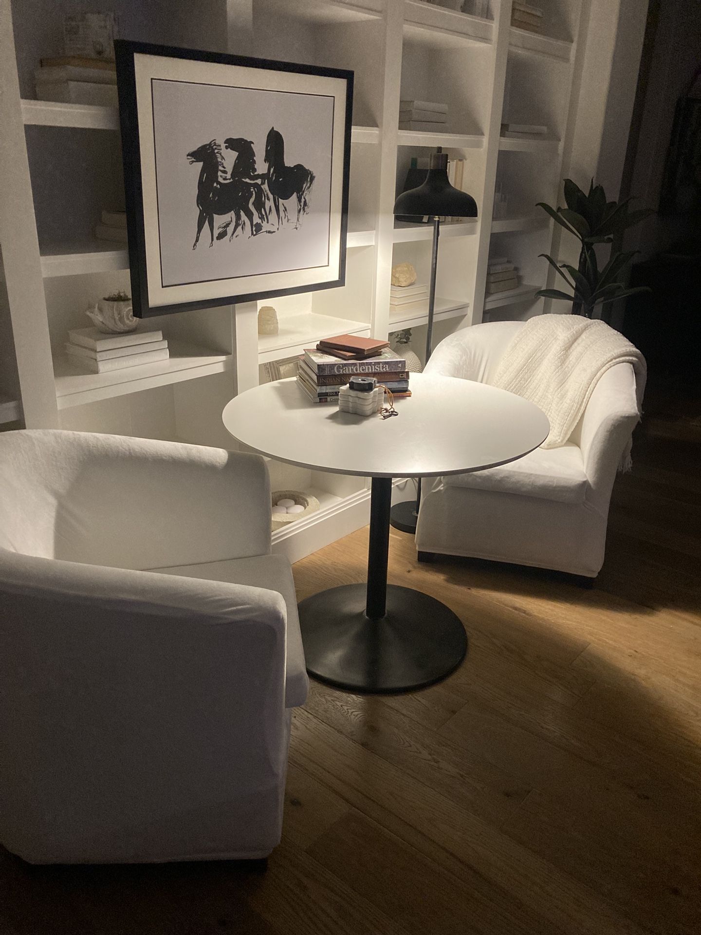 Table and Two Barrel Chairs