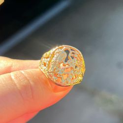 Solid 11.5k Gold Custom Made Tiger In The Jungle Ring 
