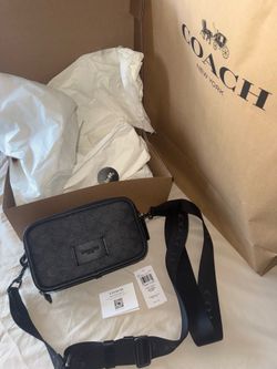 Black on Black Coach Signature Clinton Crossbody Bag