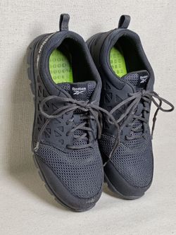 Men's Work Shoes Sneakers Reebok 11.5 Hard Steel Toe Lace Up Dark Gray Extra Support Cushion