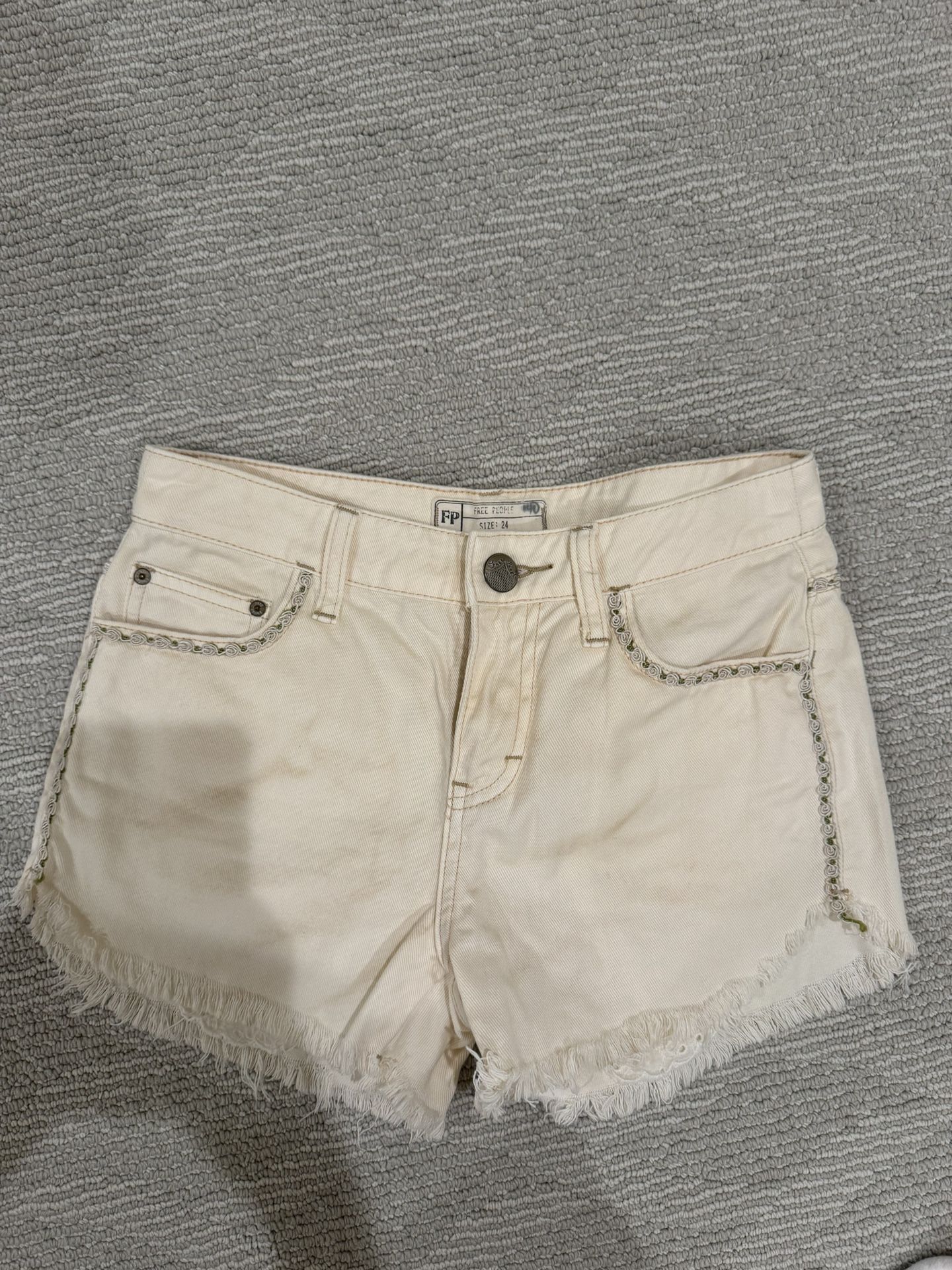 Cream Color Denim Shorts Free People Size 24