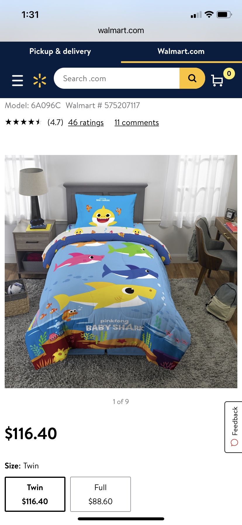 Baby shark bedding