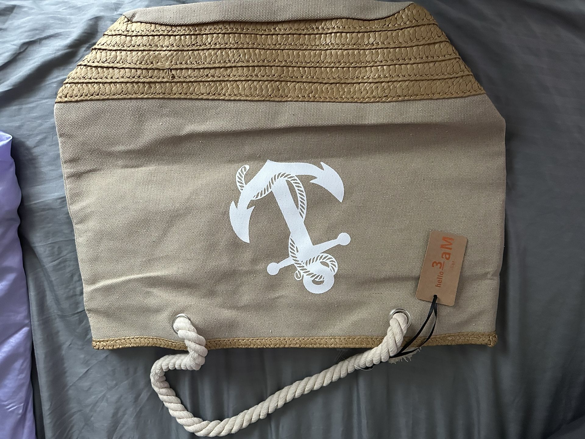 New With Tags Canvas Rope Tote Bag