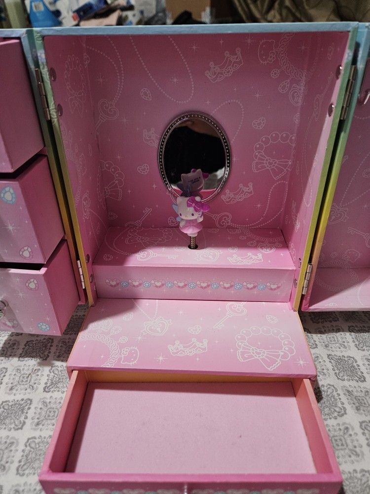 RARE VINTAGE SANRIO HELLO KITTY MUSIC JEWELRY BOX TWINKLE TWINKLE LITTLE STAR