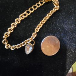gold chain bracelet crystal charm 