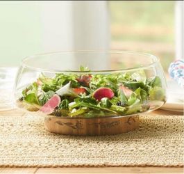 Espu $75.00 Bowl con Cristal Heritage Grueso Con Base De Madera Para Ensaladas Postres Fruta Centro De Mesa Florero Princess House Ventas Finales