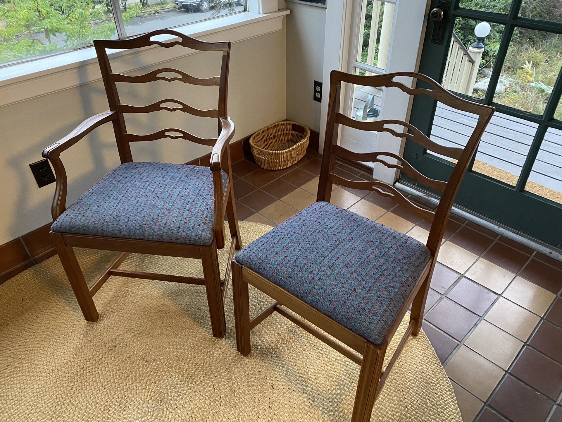 Gorgeous Antique Wood Chairs with Custom Upholstery 