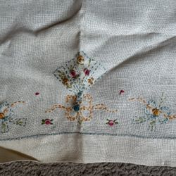 Vintage Hand-Embroidered Linen Table Runners / Dresser Scarves (Set of 2)