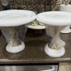 Marble & Gold Adjustable Serving Stands-2