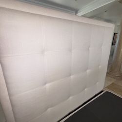 Awesome White Cloth Full Size Headboard and Bed Frame