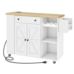 Kitchen Island with Charging Station,