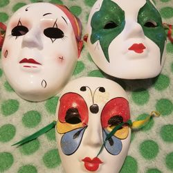 MardiGras Ceramic Face Mask Wall Art- 3