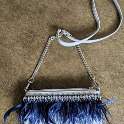 Clutch/Crossbody Handbag - Sam Edelman Carina Blue Fog Leather Purse