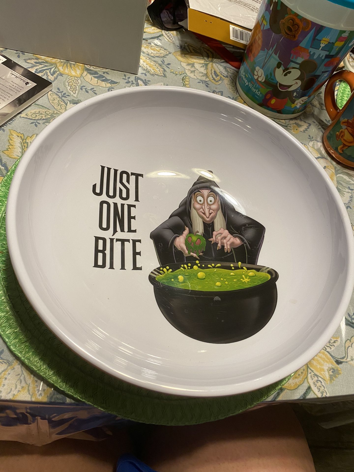 Disney Parks Halloween Candy Bowl Snow White Evil Queen Witch Just One Bite 12" $30