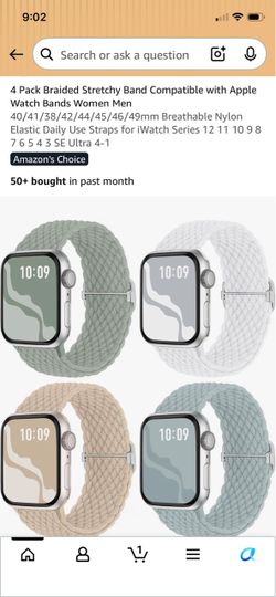 4 Pack Braided Stretchy Apple Watch Bands