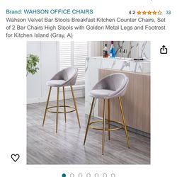 Velvet Bar Stools Chair 