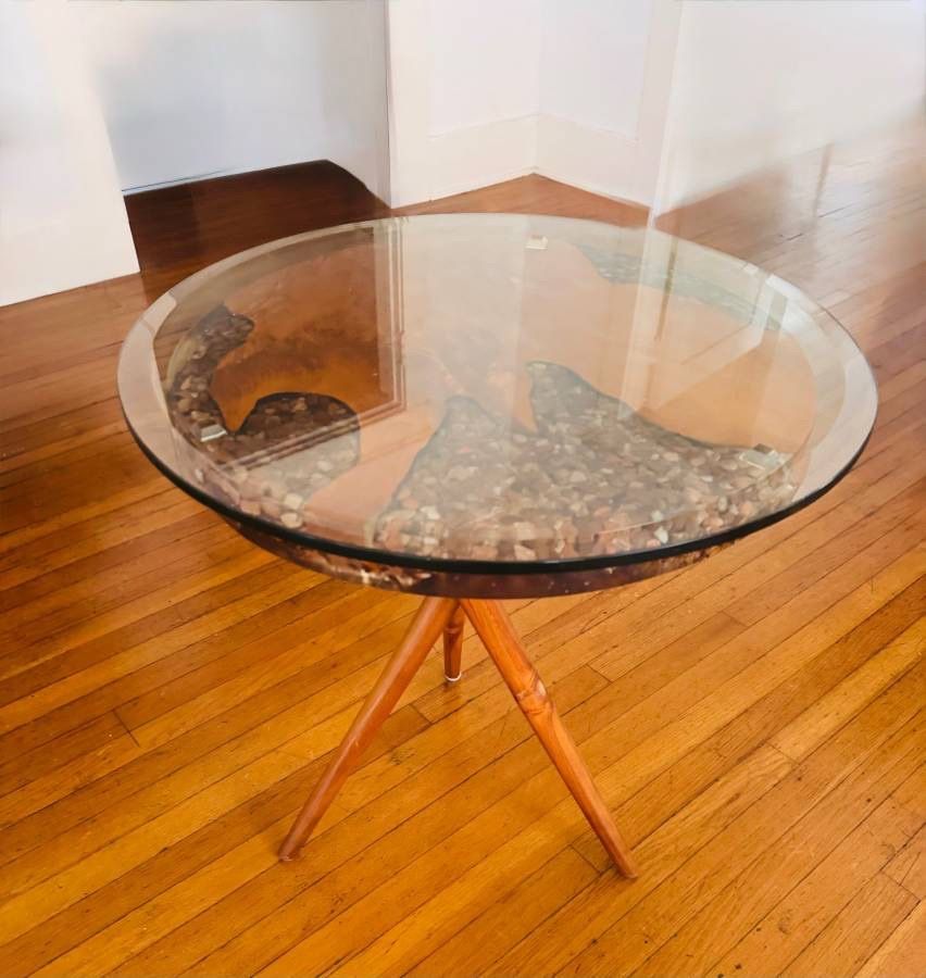 Beveled Glass Pebble Accent Table Price $60