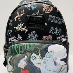 Loungefly Disney Villains Club Mini-Backpack And Wallet - NEW
