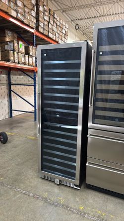 Tall Stainless Steel Wine Cooler / Wine Fridge with Glass Door & Sliding Racks $750