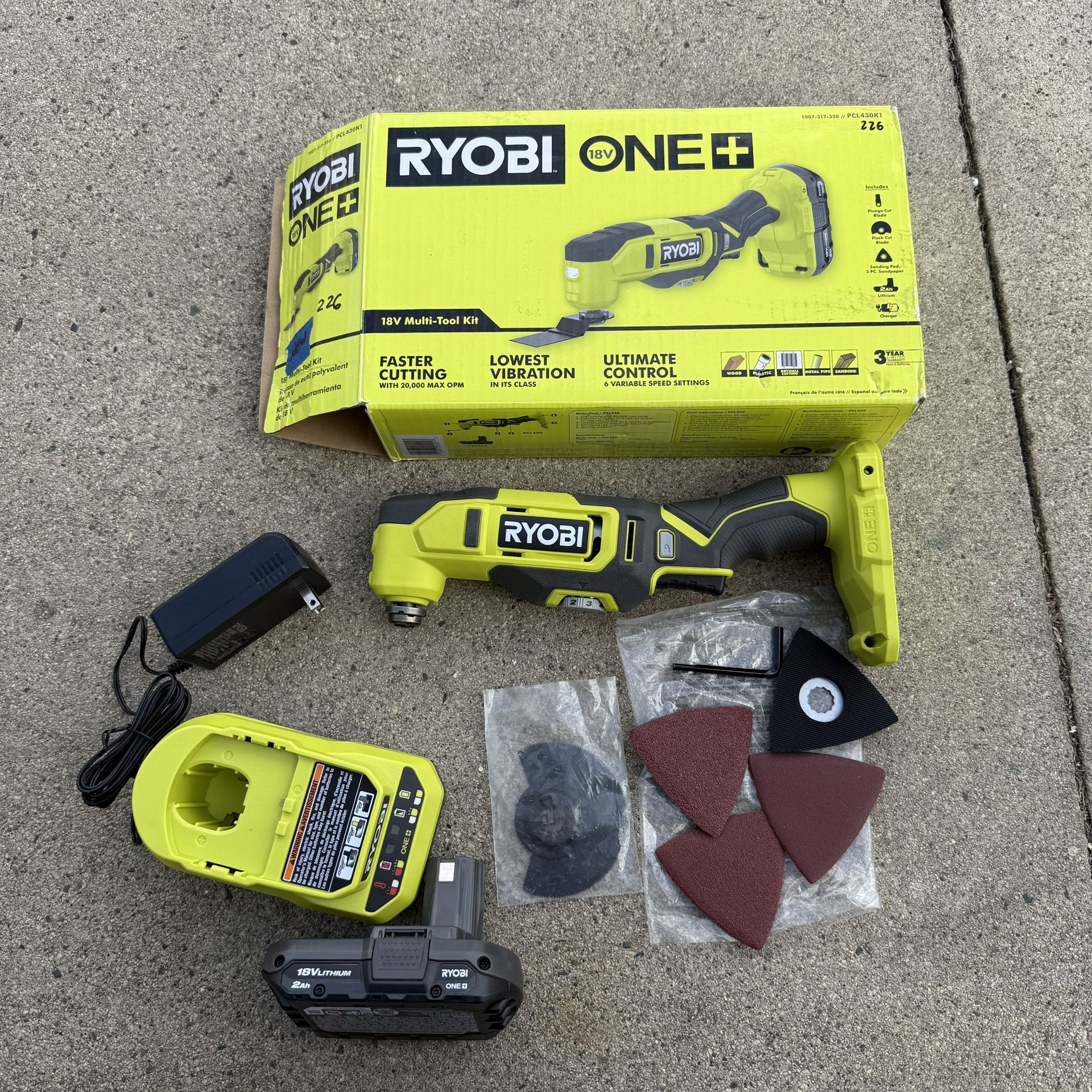 RYOBI ONE+ 18V Cordless Oscillating Multi-Tool Kit with 2.0 Ah Battery and Charger .