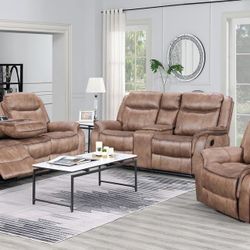 Abigail Brown 3-Piece Reclining Living Room Set /couch /Sofa and Loveseat 