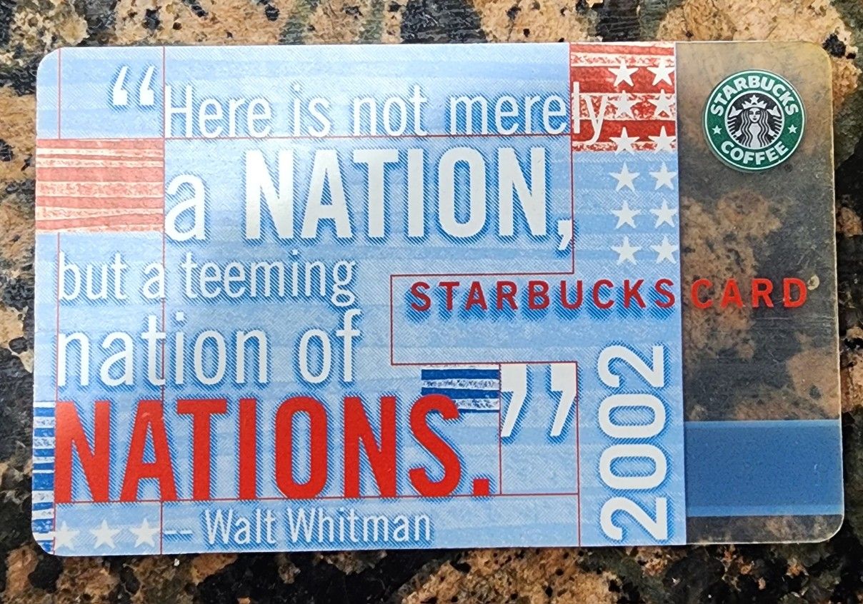 Starbucks WALT WHITMAN 4TH of July RARE Card