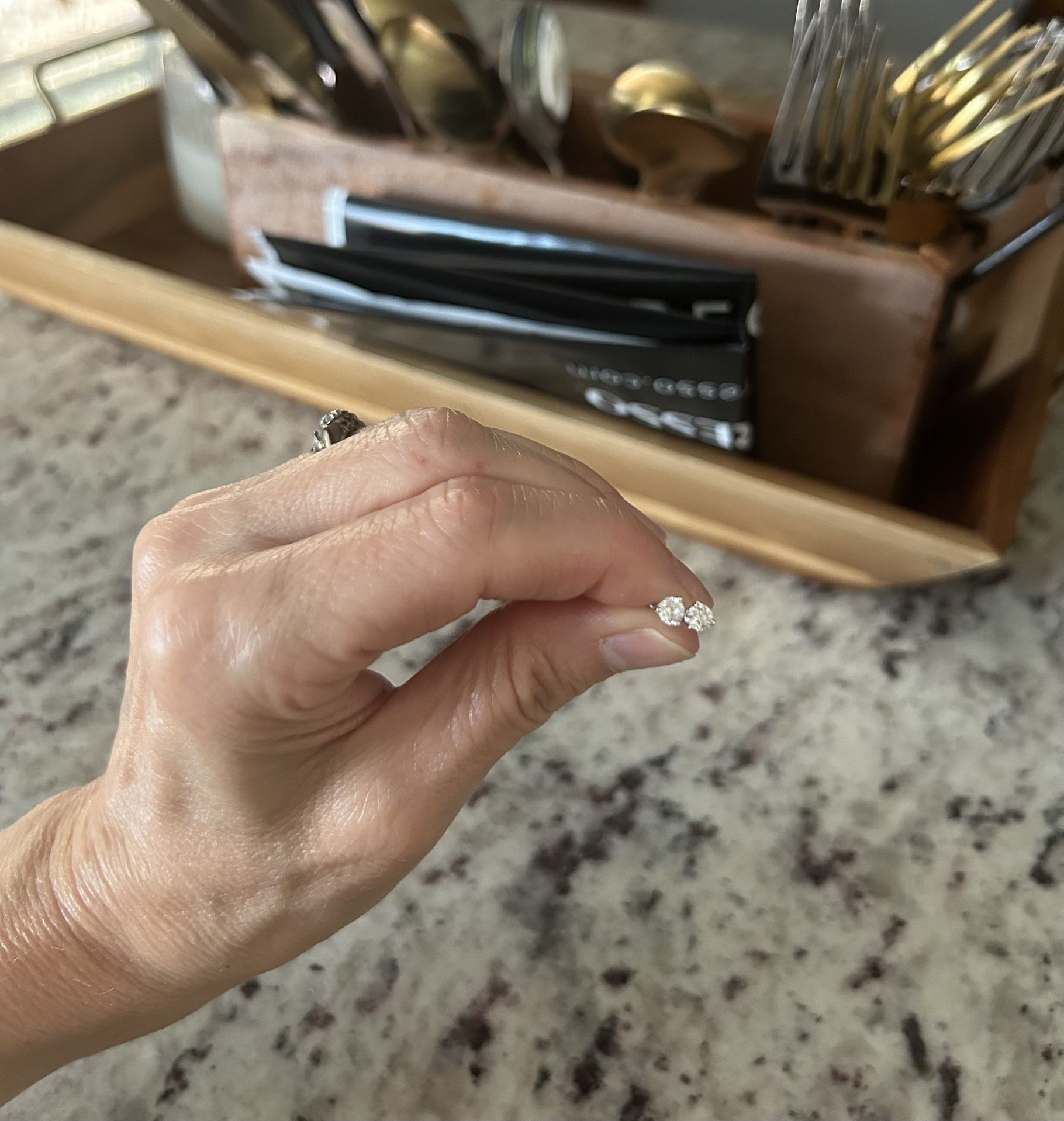 14k Leo  White Gold Solitaire Earrings, 1/2 Carat TW