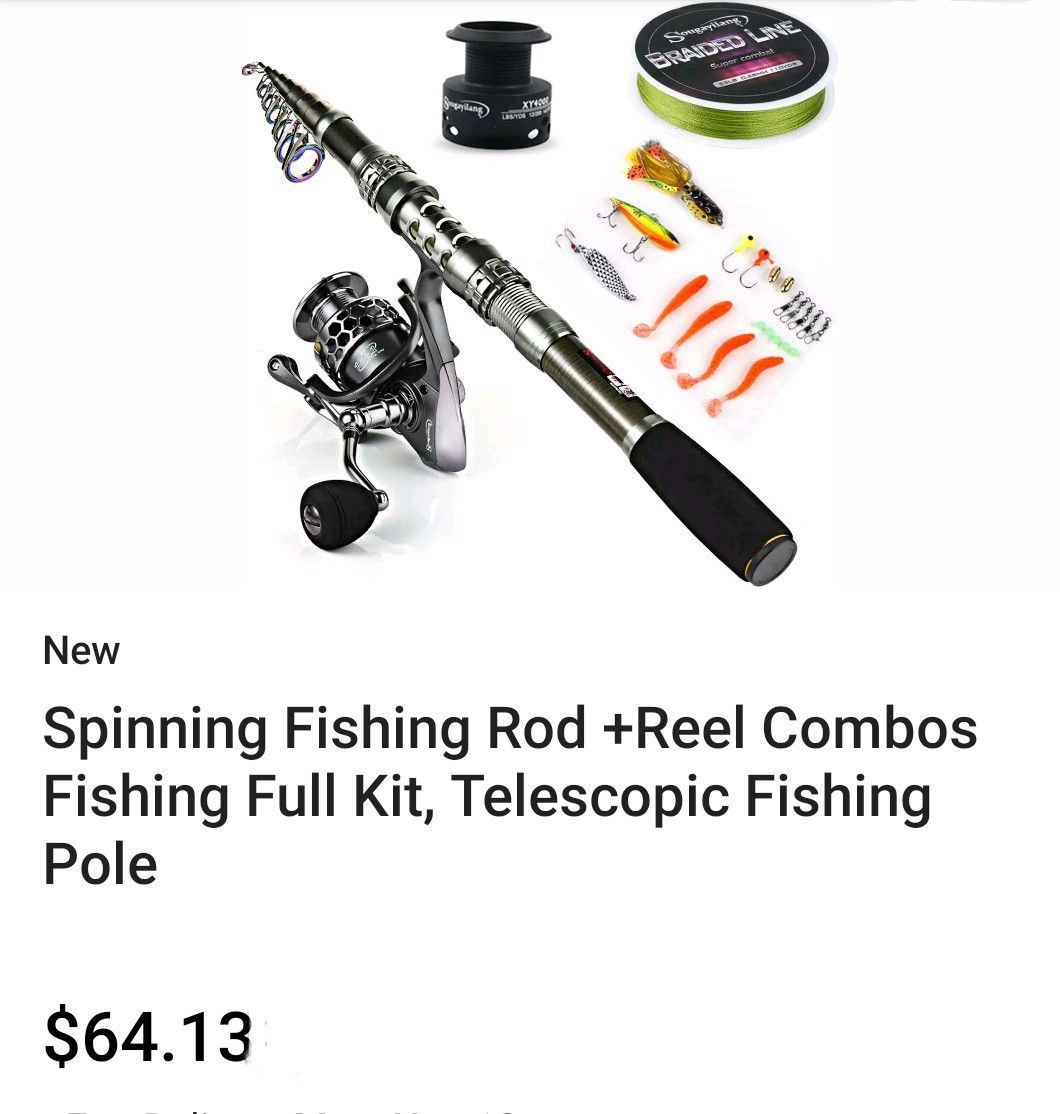 Spinning Fishing Rod+Reel Combos Fishing Full Kit Telescopic Fishing Pole