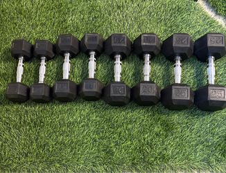 Rubber Hex Dumbbell Set (10, 15, 20, 25 lbs)