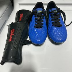 Soccer Cleats And Shin Gards Size 7 