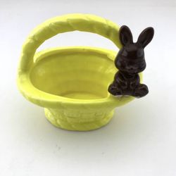 Cute Little Bunny Sitting on a Basket