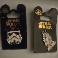 Disney Parks Star Wars R2-D2 and Stormtrooper trading pins. 