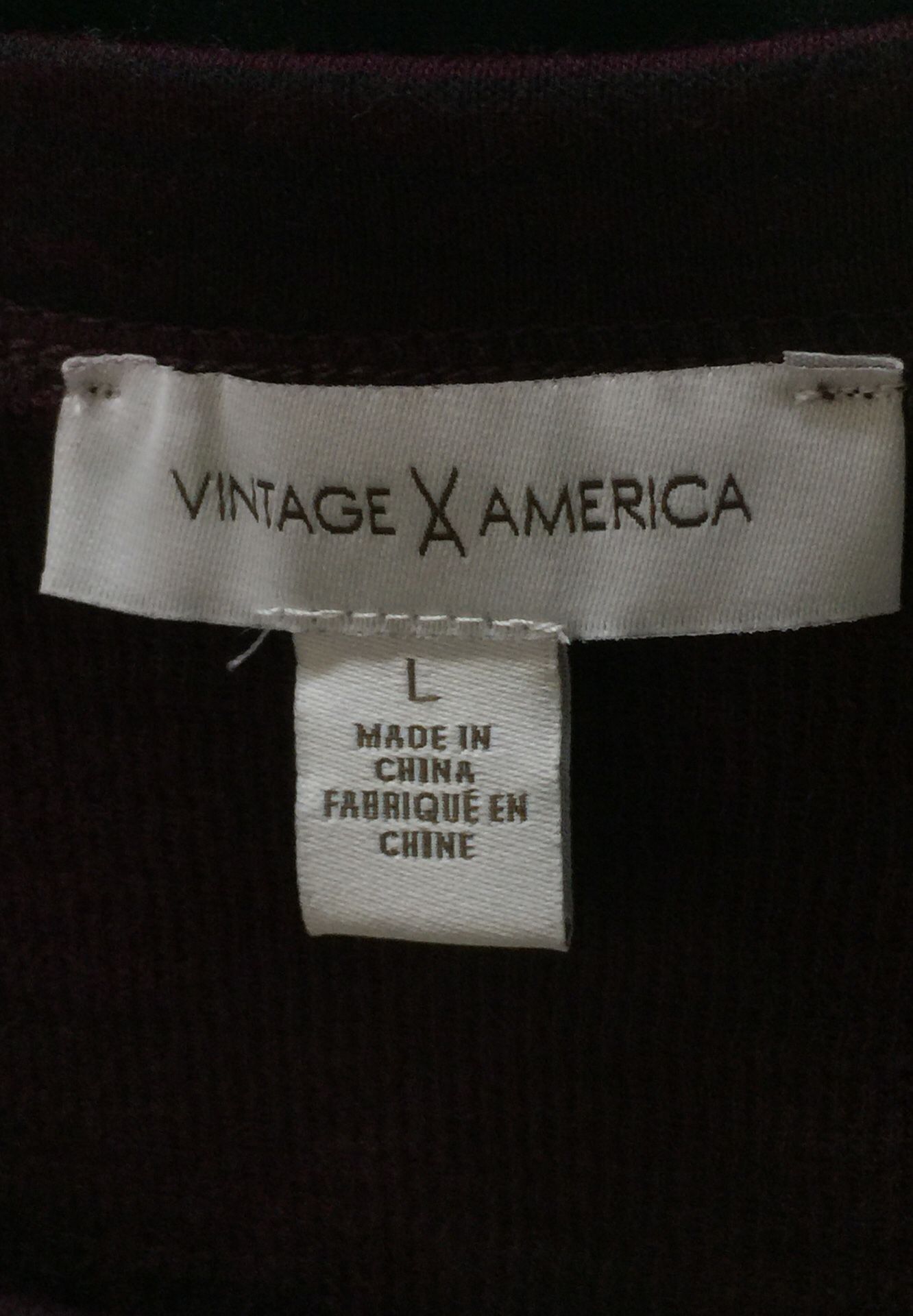Women’s Large Vintage America Burgundy w/ Black Stripes Long-Sleeve Shirt