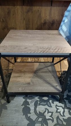 Industrial End Table with Lower Shelf