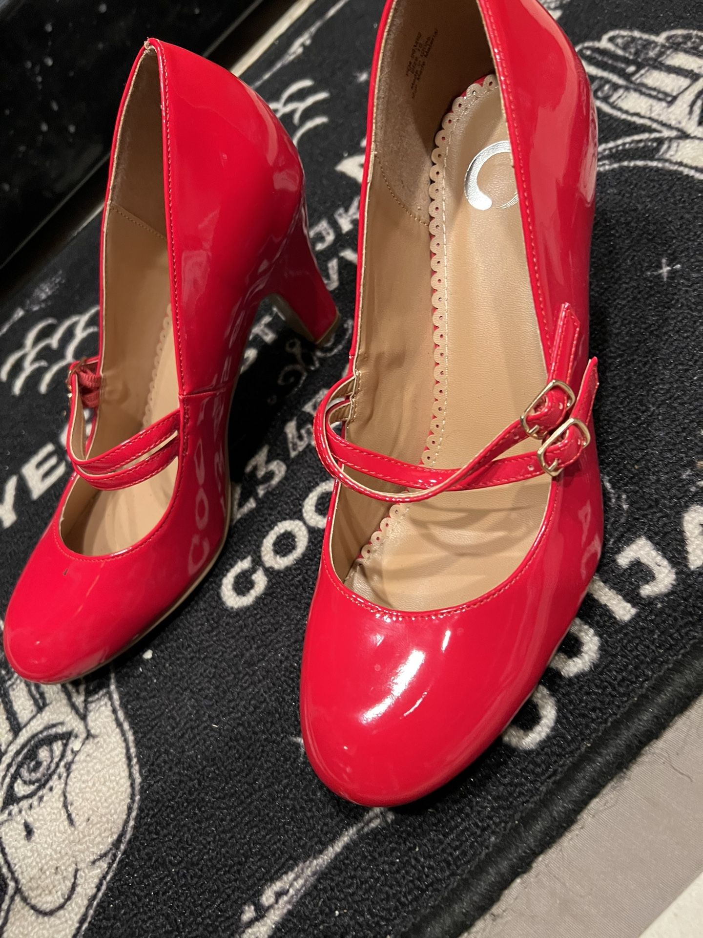Ruby Red Patent Leather Mary Janes Size 10
