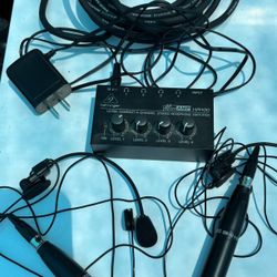 Behringer Micro Amp HA400, 2 Nady Audio XM10 Headsets, Live Wire Advantage Premium Microphone Cable
