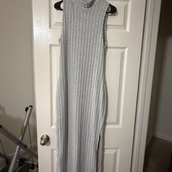SHEIN L/XL Gray Sleeveless Long Length Dress With Side Slit