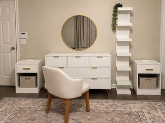 White & Gold Bedroom Furniture Set – $250 for EVERYTHING!