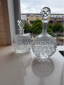 Authentic Polish 24% Lead Crystal Decanters – Pair – Made in Poland – Lemont Pickup