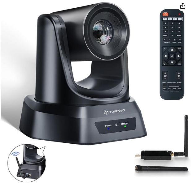 TONGVEO 1080p FHD PTZ Wireless Conference Camera