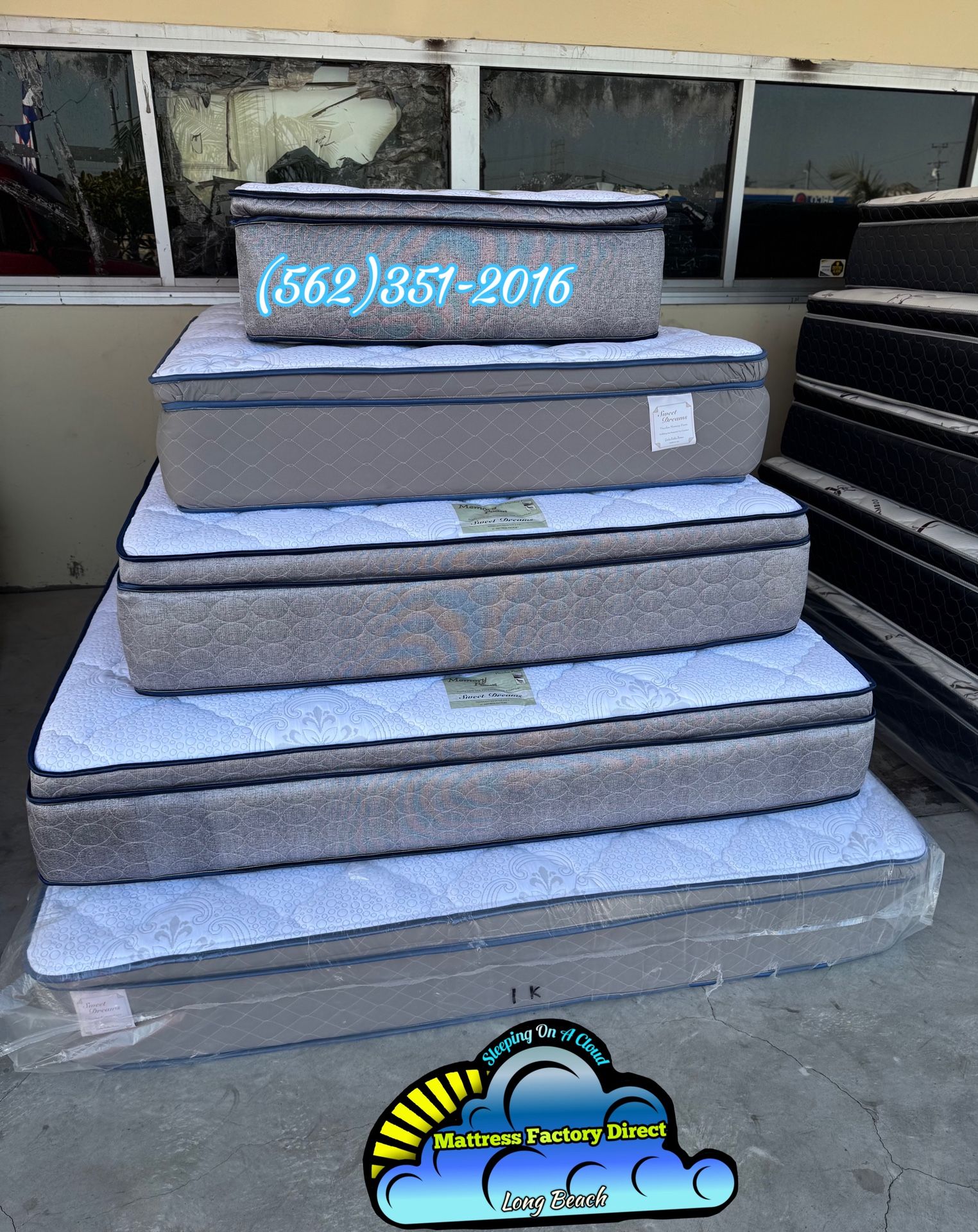 Twin Sweet Dreams Blue Gel Mattress And Boxspring Bed Set New