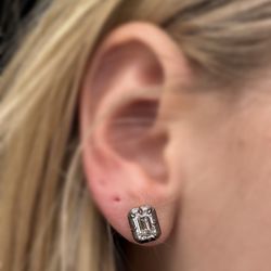 2.01 carat emerald cut black rhodium lab diamond stud earrings 