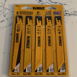 DEWALT DW4856 6pc Metal/Woodcutting Reciprocating Saw Blade Set, Metallic