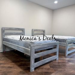 2 Twin Solid Wood Beds With Mattresses $660