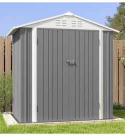 6x4 FT Outdoor Storage Shed, Metal Outdoor Sheds with Vents&Lock Water-Resistance Garden Shed of Galvanized Steel for Lawn, Patio, Backyard Garden Too